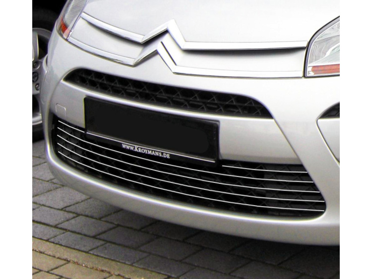 Baguette de calandre inf&eacute;rieure chrom&eacute;e compatible avec Citro&euml;n C4 Picasso (07-12)
