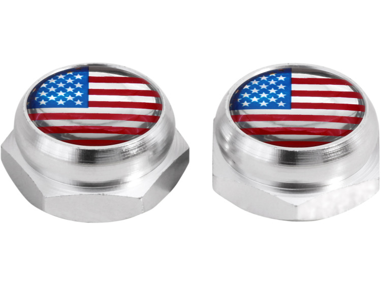 Cache-rivets pour plaque d'immatriculation drapeau Am&eacute;ricain Etats-Unis USA (argent)